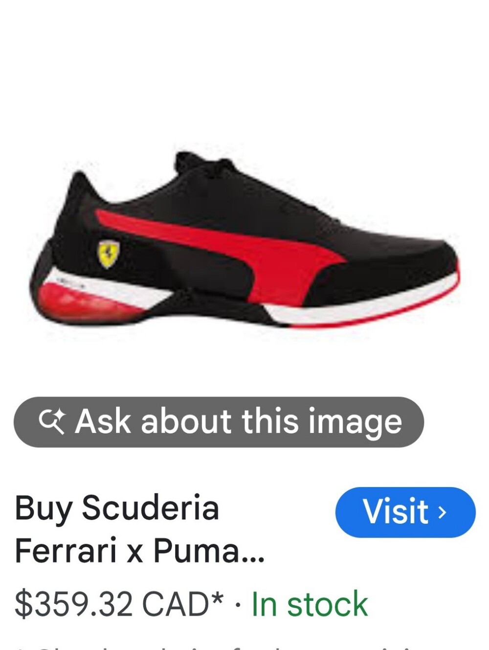Scuderia Ferrari X Puma Men's Black and Red Low-Top Sneaker.